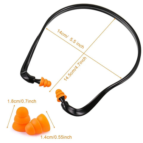 Orange Banded Silicone Ear Plugs for Shooting Range and Noise Reduction with Lightweight Plastic Banding and size dimensions