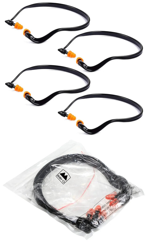 Orange Banded Silicone Ear Plugs for Shooting Range and Noise Reduction with Lightweight Plastic Banding 4 Pack
