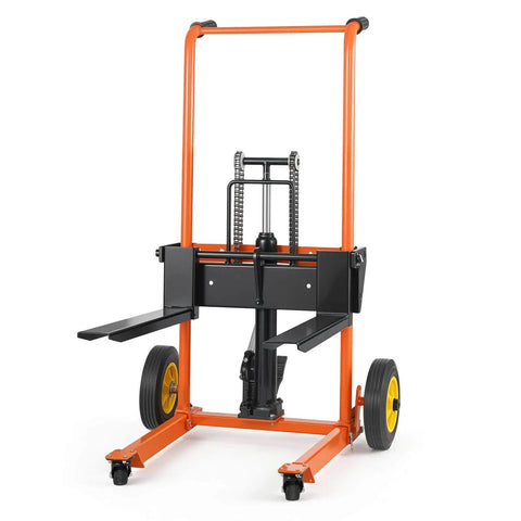 Heavy Duty Hydraulic Material Lift Stacker With 450 Lb Load Capacity And 39.4 Inch Lift Height, Foldable Portable Pallet Truck Dolly