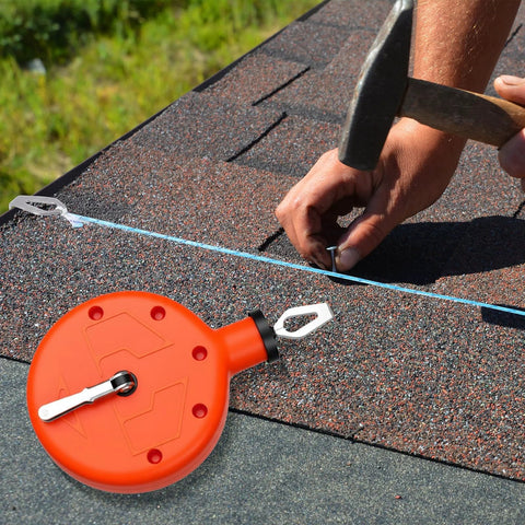 Two Pack 100 Ft Chalk Line Tool Reels Set With Portable PP Case Bright Orange For Construction Woodworking Decoration And Bricklaying