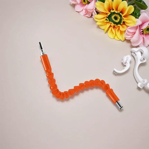 Electric Drill Universal Joint With 300mm Orange Flexible Shaft For Hand Drill And Electric Screwdriver, shown uninstalled.