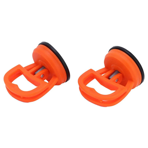 Two Pack Glass Sucker Vacuum Lifters For Home Use, Handy Handheld Suction Cups in orange with a no-fuss grip, lightweight design.