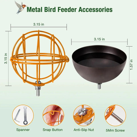 Metal Two In One Suet Ball Holder And Water Bowl For Birds For Outdoor Use Compatible With Most Outdoor Smart Feeders
