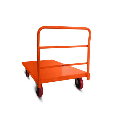 Orange Platform Cart Industrial Dolly Cart 3300LB Heavy Duty 60” x 30” Platform Hand Truck with diamond plate and swivel wheels