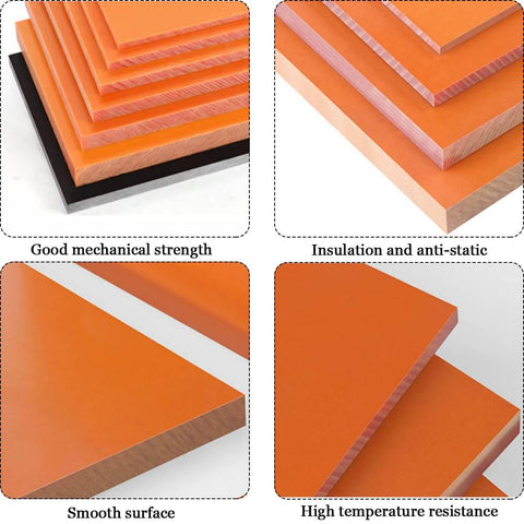 Bakelite Phenolic Resin Flat Plate Sheet For Easy Machining And Dope Insulation 300 x 500 mm Thickness 5 mm Orange Red Insulating Board