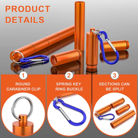 3 Pcs Electrode Rod Storage Tube, Ybenlld Welding Rod Holder, Portable Aluminum Container, Orange with carabiner clips and split sections