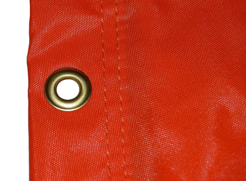Close-up of orange nylon material with metal eyelet from USA Made 18 Inch By 60 Inch Orange And White Nylon Windsock Kit With Heavy Duty Ball Bearing Frame For Rugged Airport Signaling And Easy Mounting At Airports Farms And Industrial Sites Airport Windsock Corporation.