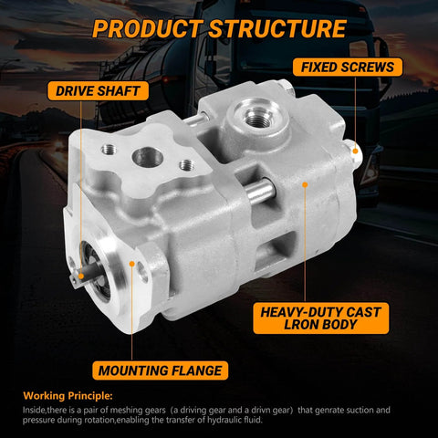 Otobaijeni Hydraulic Pump 6C200-37300 6C200-37303 shown with drive shaft and mounting flange, compatible with Kubota B2630HSD.