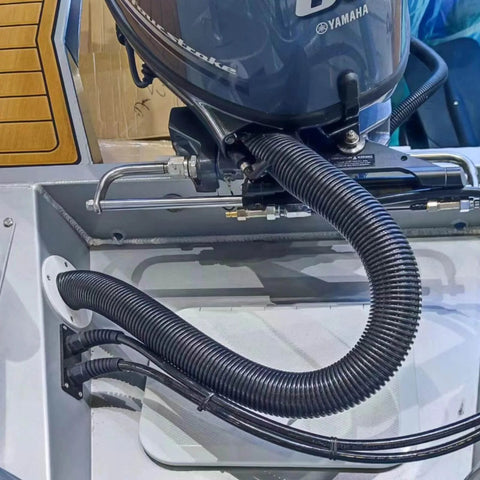 Marine Grade PG16 Cable Gland With Anodized Aluminum Base Waterproof IP68 Nylon Joint installed on a boat engine