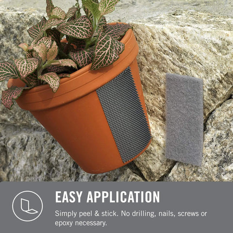 Extreme Outdoor Double Sided Mounting Tape Built To Handle Up To 15 Pounds On Brick Or Rough Surfaces UV And Weather Resistant 14 Ft Roll Tough As Nails Industrial Strength Adhesive For Outdoor Projects holding a pot on stone surface.