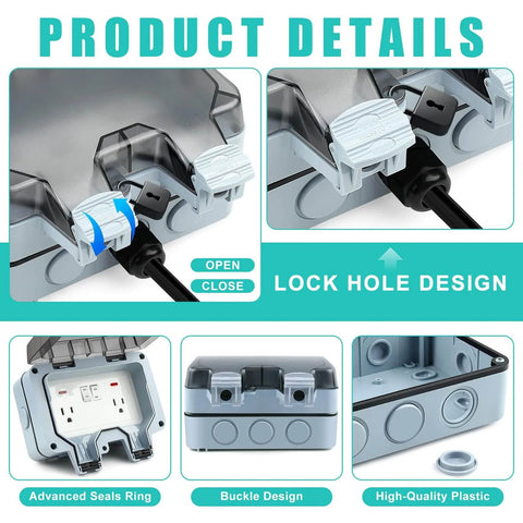 Led Cable Outlet Outdoor Electrical Outlet With Switch And LED Indicato...
