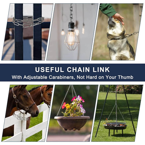 ✝️ 2 Pack Outdoor Fence Gate Chains, 5/32 x 36 Inch Mental Chain Fence Lock with Spring Hooks Easy to Open and Close in use