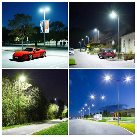 Powerful 200W Outdoor LED Parking Lot Light With 30000LM Output illuminating parking lots at night