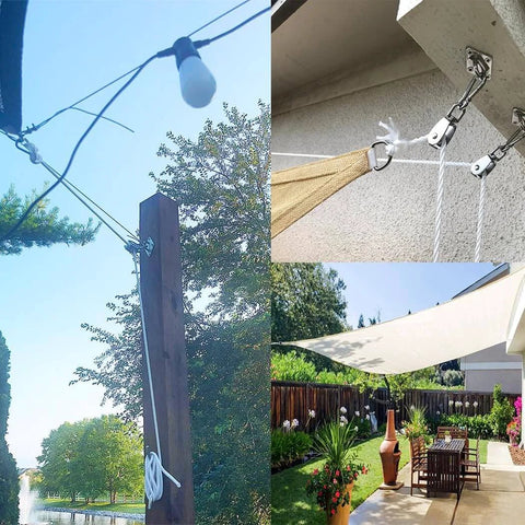 25MM Pulley System with stainless steel M25 single pulley wheel and 66ft nylon rope installed for outdoor lifting project.