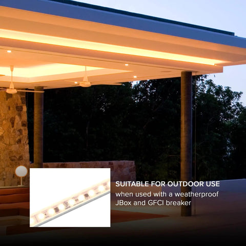Outdoor patio with 96 Inch Hardwired LED Under Cabinet Strip Light With 3680 Lumens At 3000K Warm White, 120V Kitchen And Living Room Lighting