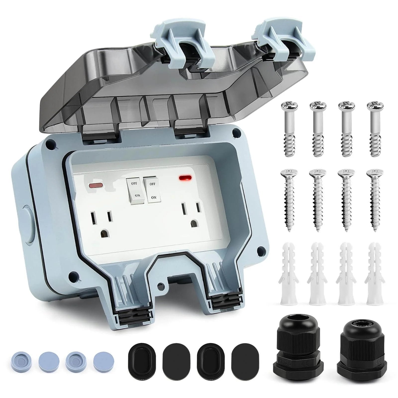 Outdoor Electrical Outlet With Switch And LED Indicato...