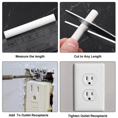Outlet Spacer Kit With 60 White Spacers And 90 6-32 Thread Round Head Screws In Six Lengths For DIY Friendly Household And Industrial Electrical Installations, Easy To Install, Replacement Pack For Quick Fixes being used in various installation processes.