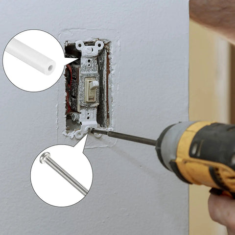 Installing Outlet Spacer Kit With 60 White Spacers And 90 6-32 Thread Round Head Screws In Six Lengths for DIY electrical installation