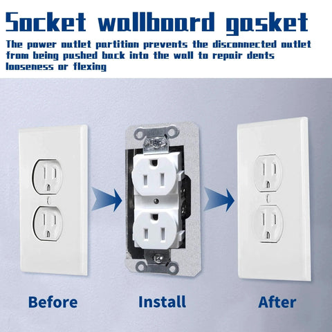 Installation process of 20 Pcs Metal Wall Plate Spacers For Flush Fit Devices Receptacle Shims Leveling Plates For Electrical Outlets And Boxes Secure Loose Or Crooked Receptacles With Easy Installation And Reliable Wall Mounting