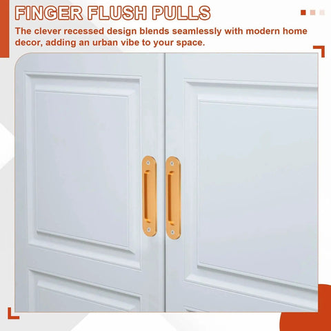 Oval Recessed Sliding Door Finger Flush Pulls 6 Inch Pack Of 2 Stainless Steel Pocket Door Pull Handles Installed on Doors