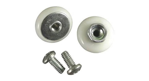7/8 inch oval shower door roller replacement set with smooth rolling nylon wheel and hardware shown from top view