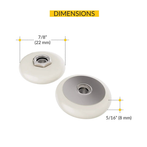 7/8 inch oval shower door roller replacement set dimensions showing nylon wheel and included hardware