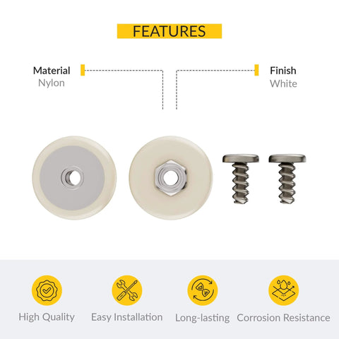 7/8 inch oval shower door roller replacement set with smooth rolling nylon wheel and hardware, features overview