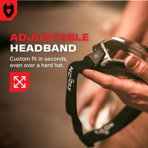Close-up of Over Glasses Safety Goggles Anti Fog ANSI Z87.1 with adjustable strap in hand.