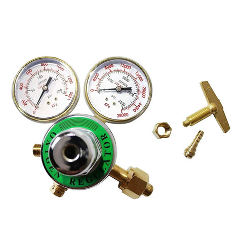 Heavy Duty Oxygen Regulator For Welding And Cutting Torch, 0 To 200 PSI Outlet And 0 To 4000 PSI Inlet, CGA 540, Brass Gauges