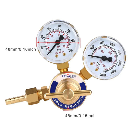 Oxygen Regulator for Welding With 2 Inch Gauges CGA 540 Inlet 0 To 4000 Psi Replacement Valve For Victor Torch Cutting Kits By IMAGE