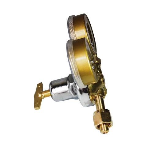 Heavy Duty Oxygen Regulator For Welding And Cutting Torch, 0 To 200 PSI Outlet And 0 To 4000 PSI Inlet, CGA 540, brass, side view