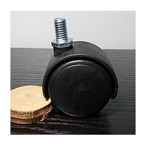 100-Pack 1.5" Black Plastic Caster Wheel - M8 Screw threaded Stem