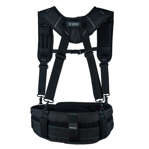 Padded Tool Belt Suspenders For Men With Attachment Loops Comfortable Carpenter And Electrician Work Suspenders With Even Weight Distribution And Four Point Support System For All Day Comfort And Back Strain Reduction.