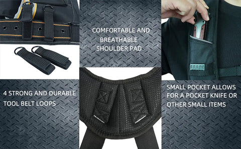 Padded Tool Belt Suspenders For Men With Attachment Loops Comfortable Carpenter And Electrician Work Suspenders With Even Weight Distribution And Four Point Support System For All Day Comfort And Back Strain Reduction
