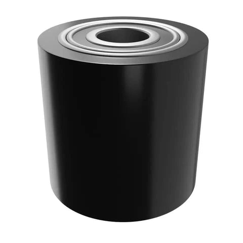 Pallet Jack Load Wheel with poly steel hub, 3 x 2.5 inch size, pre assembled with 20mm ID bearings, side view