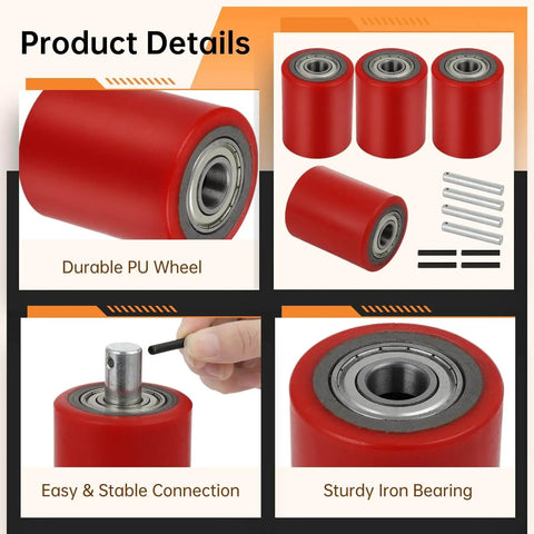 Pallet Jack Load Wheel Set For Manual Pallet Jacks Replacement Rear Wheels 3 Inch By 3.75 Inch With 20mm Bearings includes 4 wheels