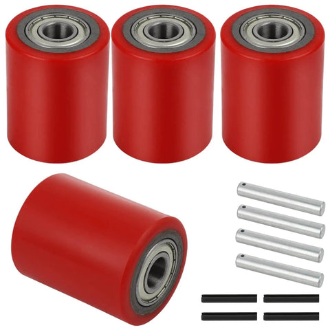 Pallet Jack Load Wheel Set For Manual Pallet Jacks Replacement Rear Wheels 3 Inch By 3.75 Inch With 20mm Bearings Includes 4 Wheels 4 Axles 4 Pins