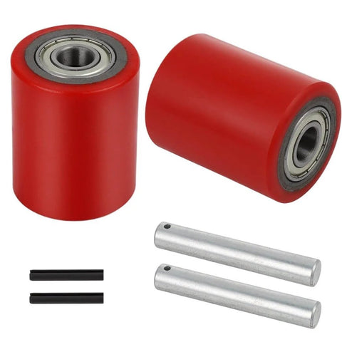 1 Pair Pallet Jack Load Wheels 3 x 3.75 inch with 20mm bearings, rear load wheel replacement set, includes axles and pins