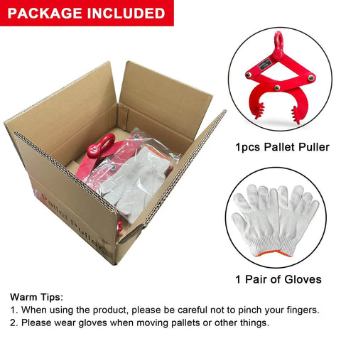 Heavy Duty 2 Ton Pallet Puller With Extra Wide 8 Inch Jaw Opening Steel Single Scissor Pallet Grabber package including gloves