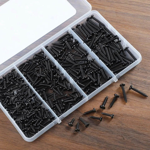 247 Piece Pan Head Wood Screws Set Black Oxide Stainless Steel 304 Self Tapping Phillips Drive For Wood And Sheet Metal