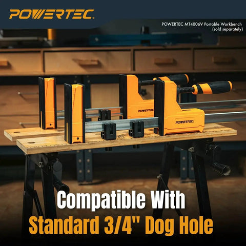 4 Pack Parallel Clamp Positioning Blocks For Stable Clamping And Gluing On Three Quarter Inch Dog Holes on workbench