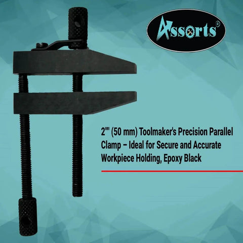 2 Inch ToolMaker Parallel Clamp With Precisely Ground Jaws, 50 Mm Jaw Length And 1 1/4 Inch Opening, epoxy black finish.