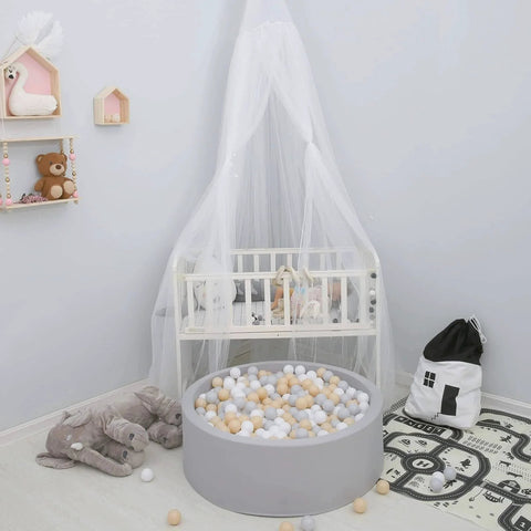 Ball Pit Balls for Toddlers Kids Plastic Balls for Ball-Pit Playpen Pool Baby Play Pastel BPA-Free Non Toxic Play Pastel Crush Proof Bal Beige Light Gray White 100pcs in a playroom setting