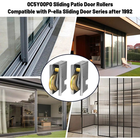 2 Pack Patio Door Rollers Replacement For Pella Sliding Patio Doors, 1-1/2 Inch Stainless Steel Ball Bearing, Adjustable Roller Height