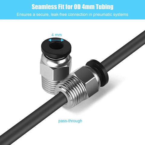 PC4 M10 Pneumatic Quick Connector Fittings No Fuss Bowden Tube Coupler Male Straight PTFE Tube Push Fit for 4mm tubing