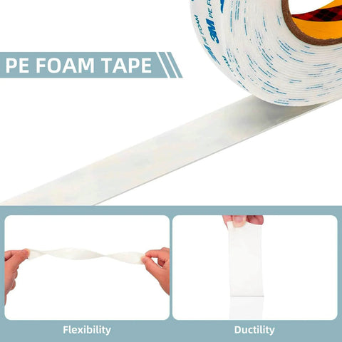 Double Sided Tape 0.39 Inch By 16.5 Feet Heavy Duty PE Foam Mounting Tape Removable Waterproof For Wallpaper Painted Walls Glass