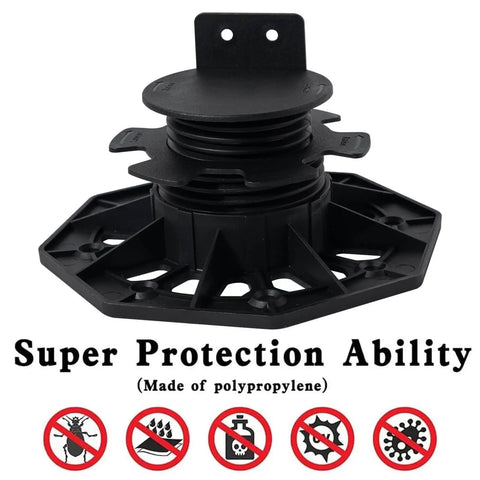 24 Pack Adjustable Plastic Pedestal Paver Supports For Decking And Floor Elevation With Unilateral Keel Slot Easy Screw Fix