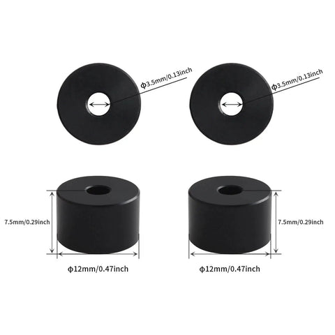 Upgrade your Voron 2.4 R2 with a PEEK bed leveling column and solid hotbed mount, featuring black cylindrical PEEK components, shown with dimensions.