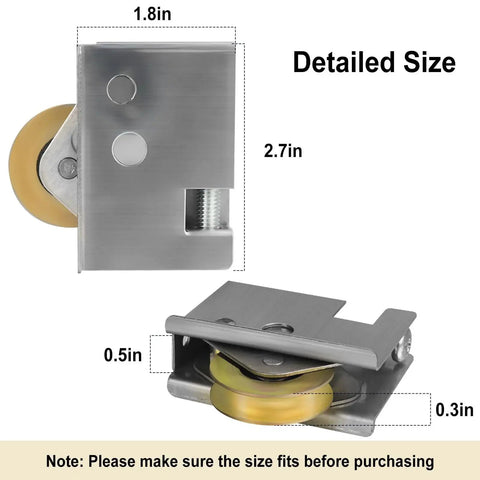 2 Pack Patio Door Rollers Replacement For Pella Sliding Patio Doors, 1-1/2 Inch Stainless Steel Ball Bearing, side view