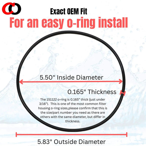 Replacement 151122 O Rings For Pentair Pentek Big Blue Water Filter Housings Buna N Seals shown with dimensions